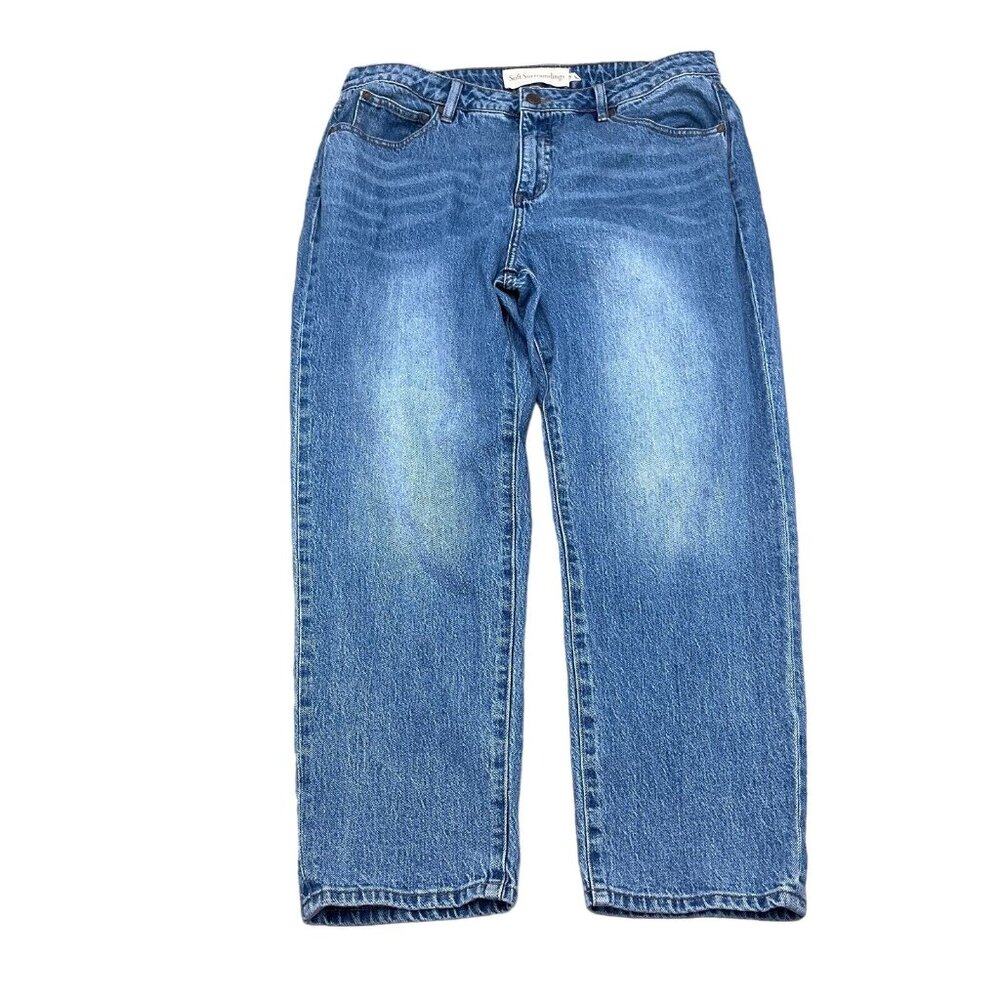 Soft Surroundings Jeans Women 18 36Wx27L Blue Taper‎ Soft Lyocell Stretch Denim